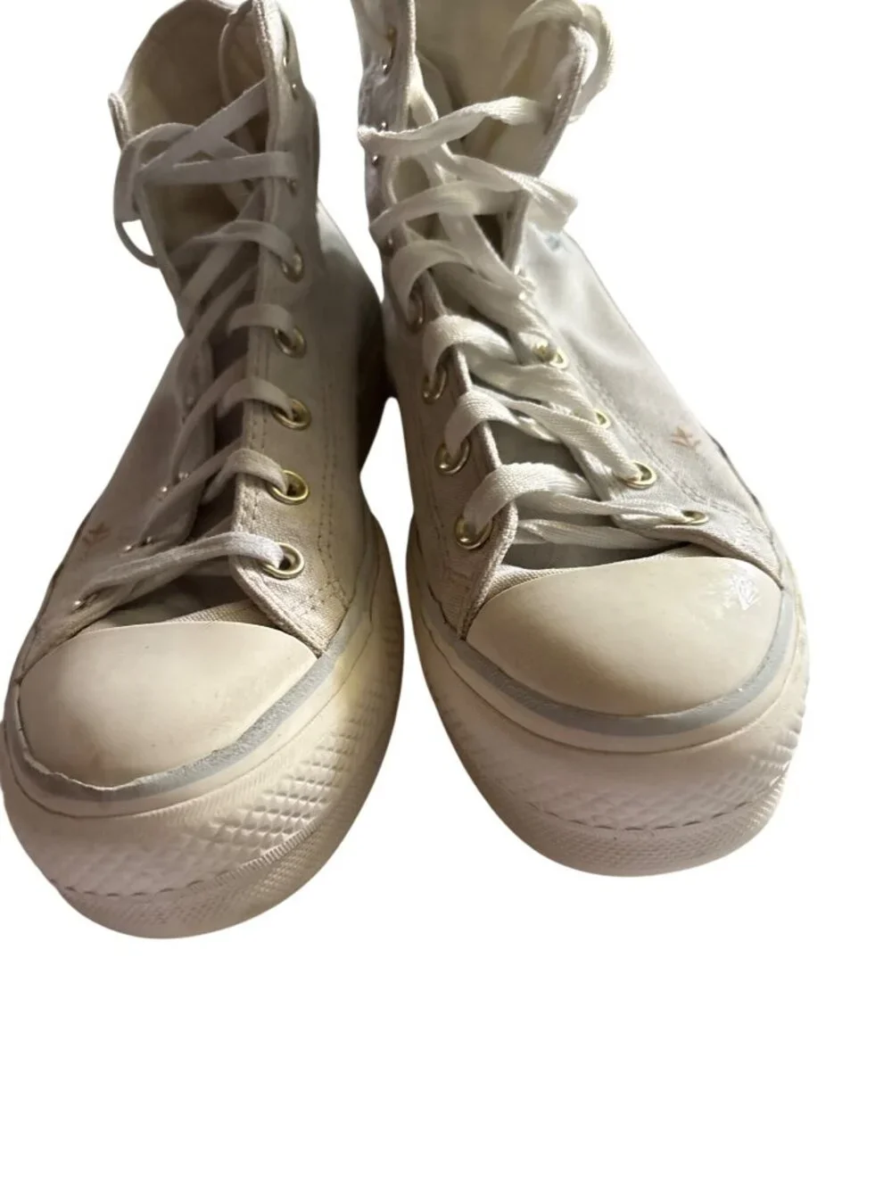 Converse All Star High Top Sneakers White Canvas Butterfly Print Women Size 7